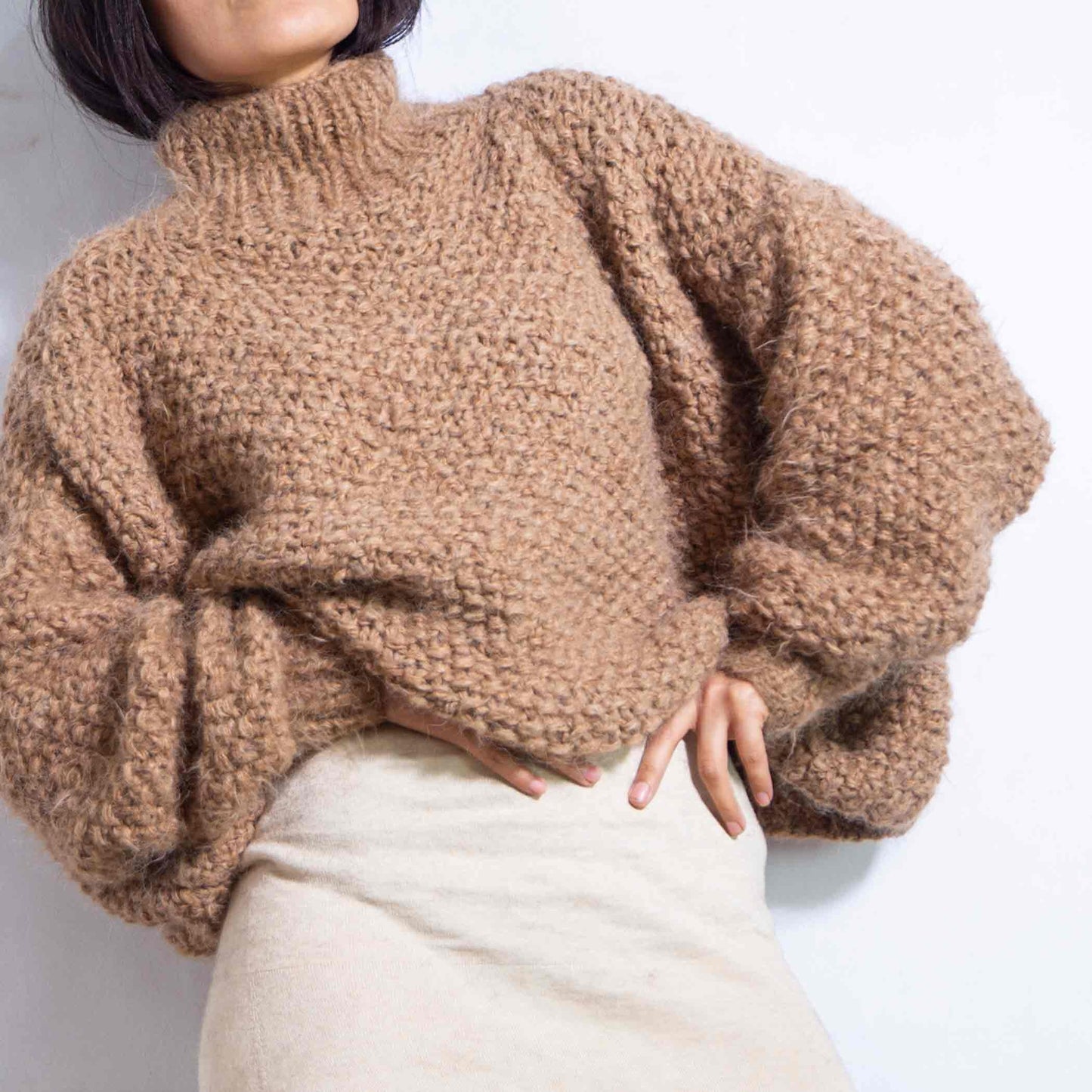 Loose Chunky knit alpaca sweater for women