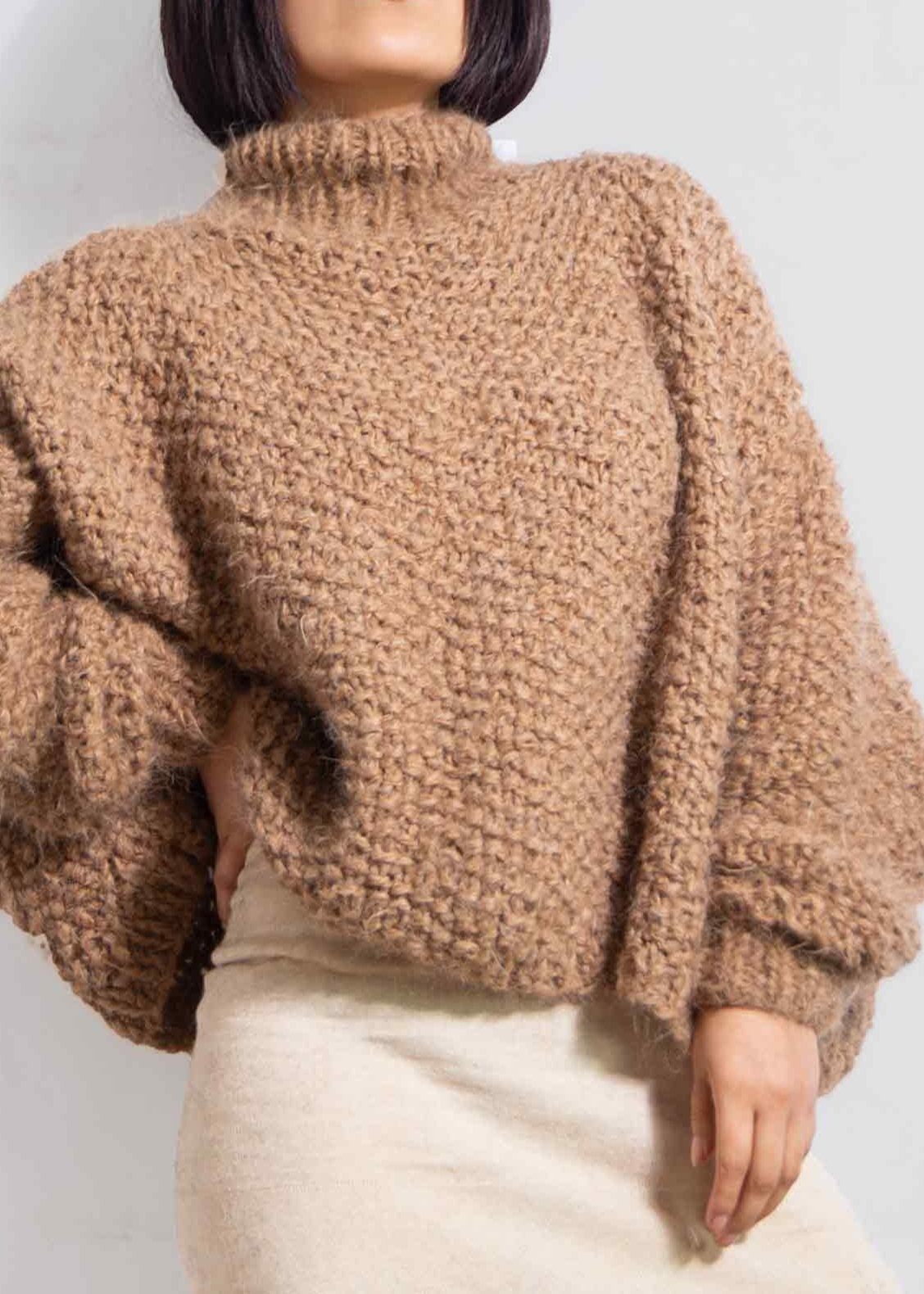Loose Chunky knit alpaca sweater for women
