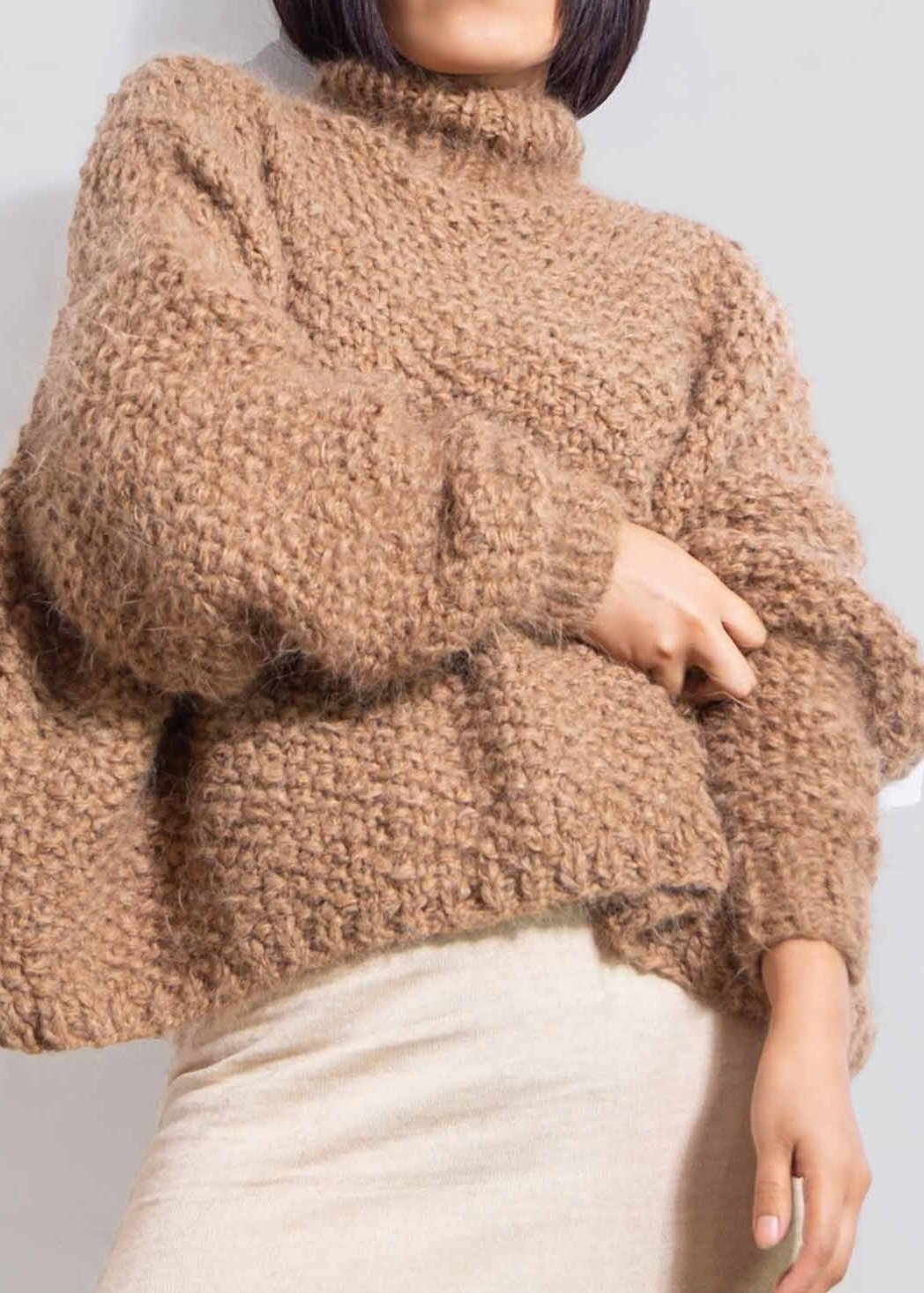 Loose Chunky knit alpaca sweater for women