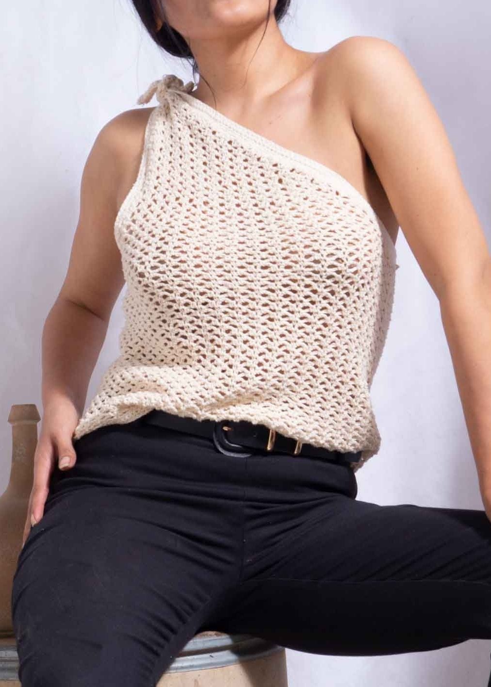 Cotton Asymetric Neckline Tank top