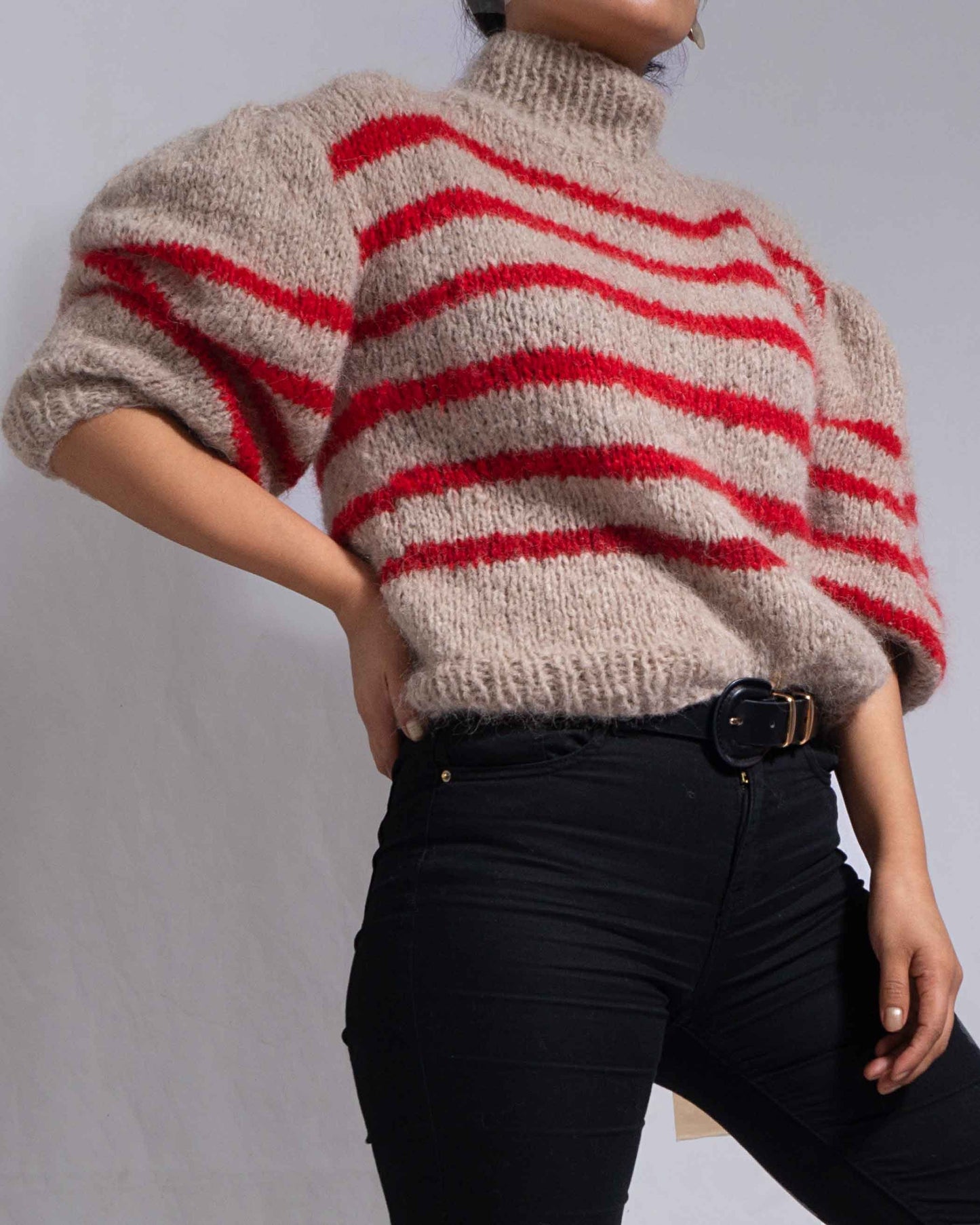 Slouchy cropped knit alpaca sweater