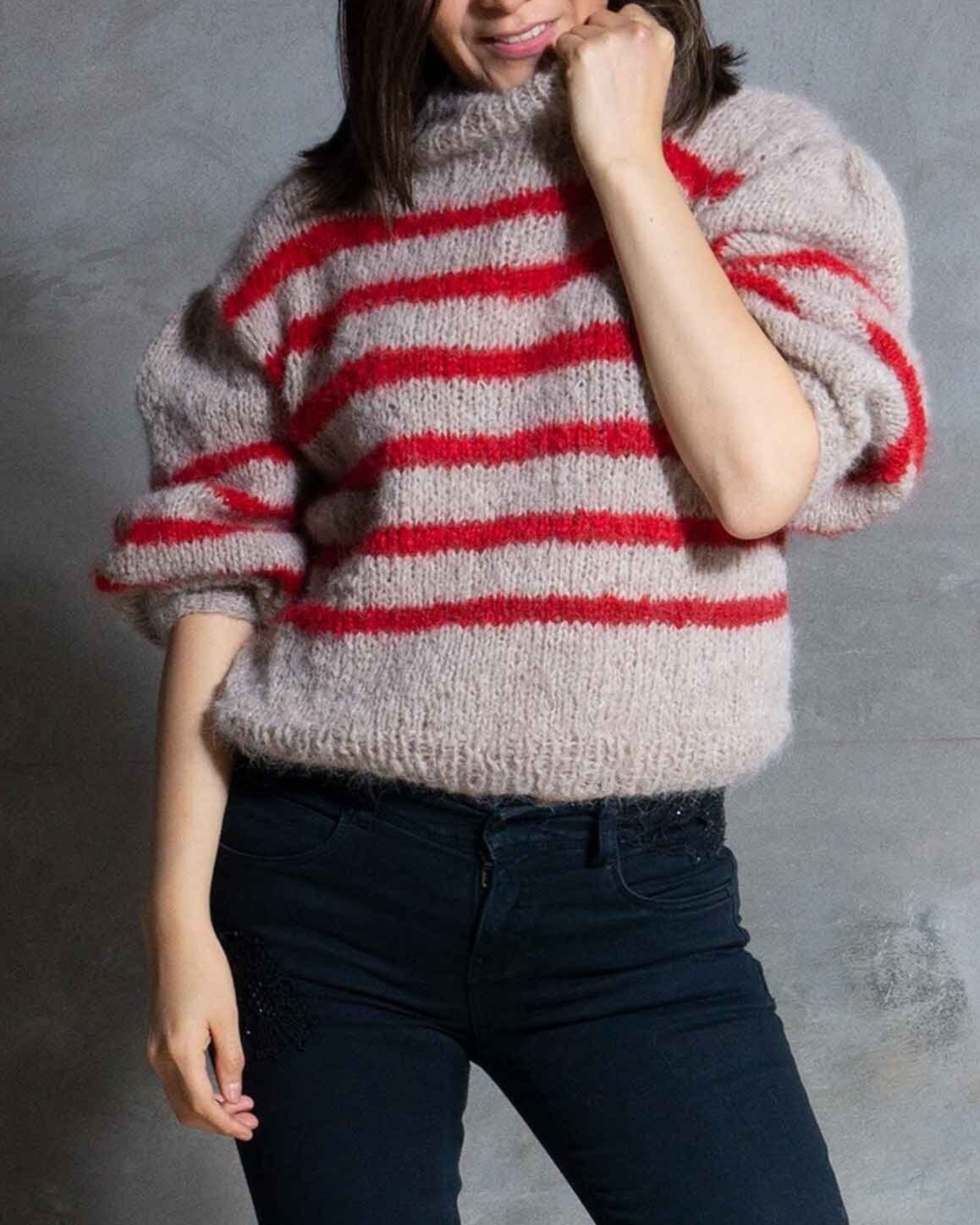Slouchy cropped knit alpaca sweater