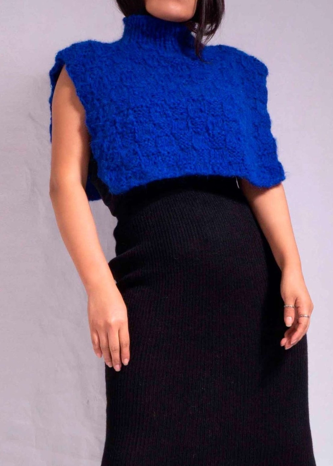 knit alpaca wool mini cape