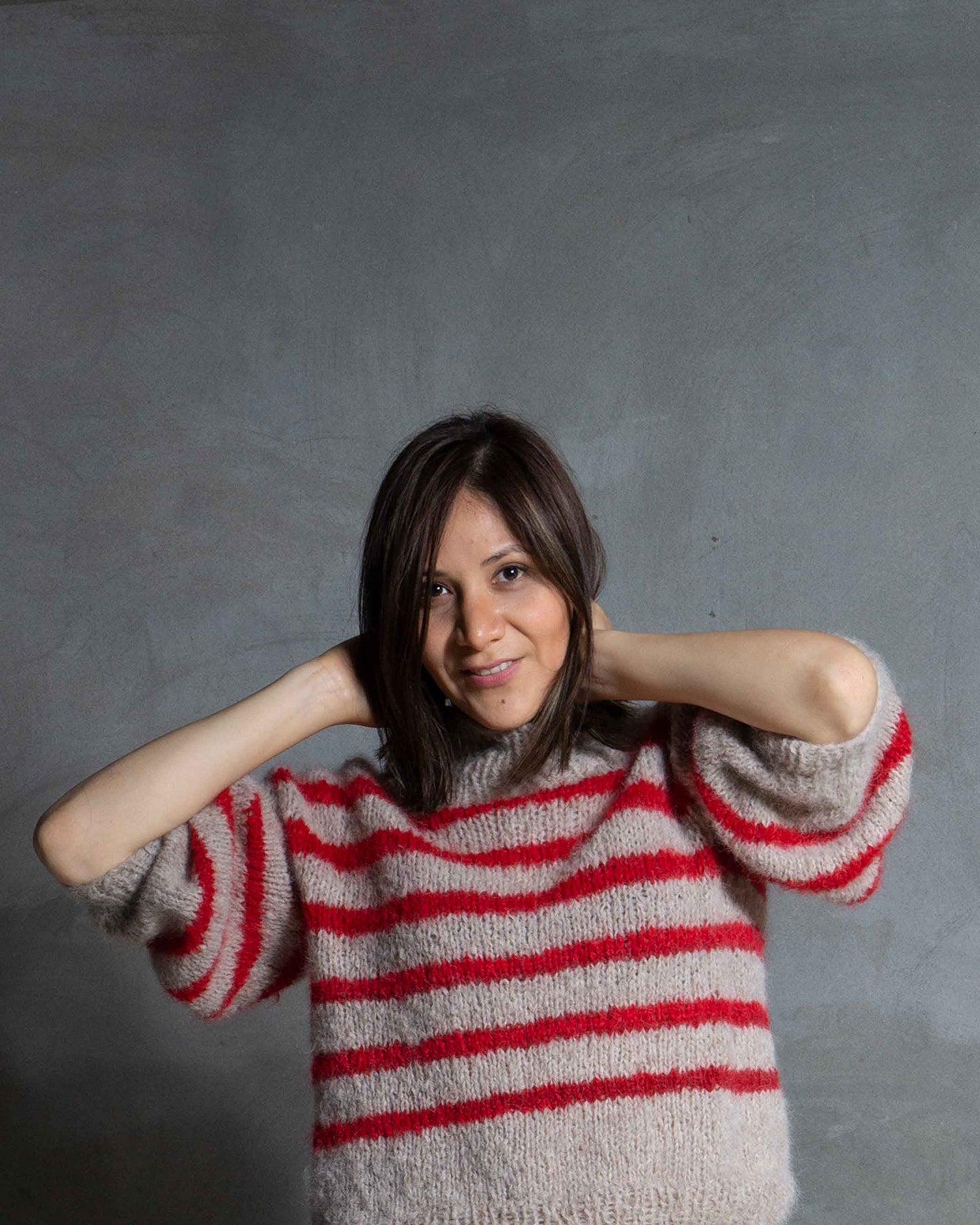 Slouchy cropped knit alpaca sweater