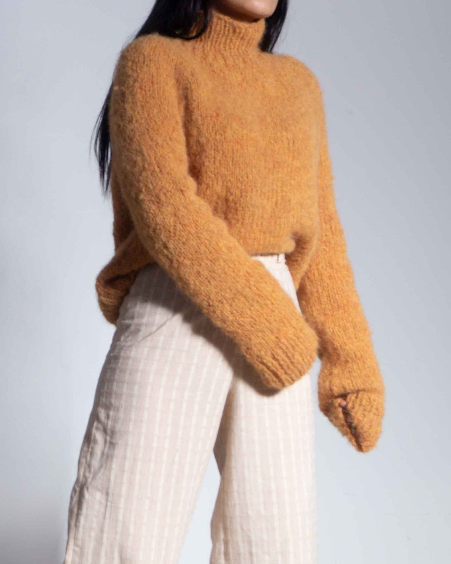 Turtleneck knit alpaca wool sweater
