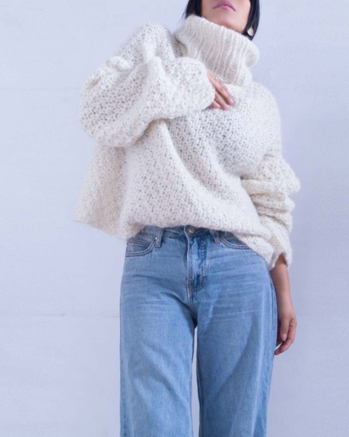 ALPACA TURTLENECK WOOL SWEATER - IVORY