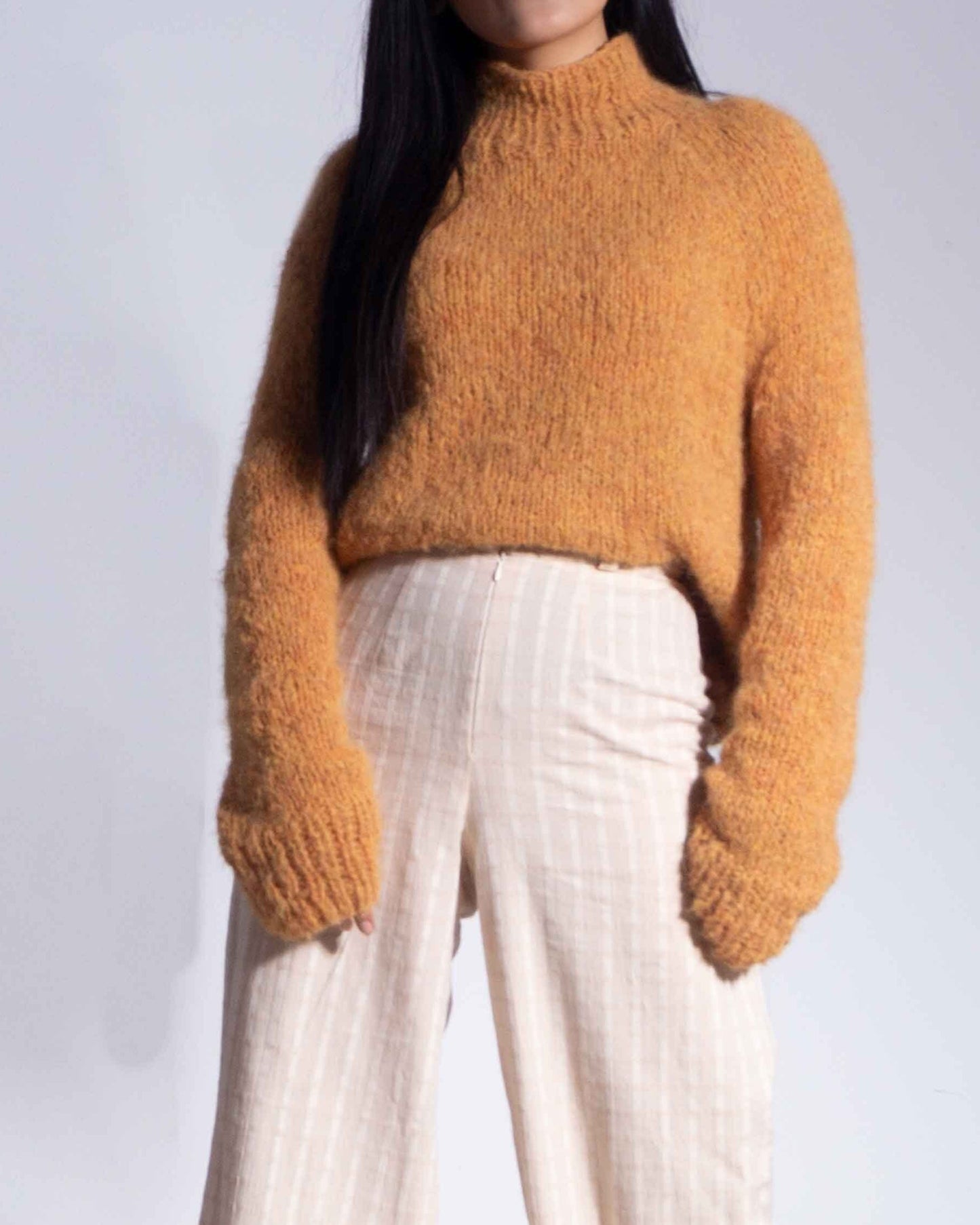 Turtleneck knit alpaca wool sweater