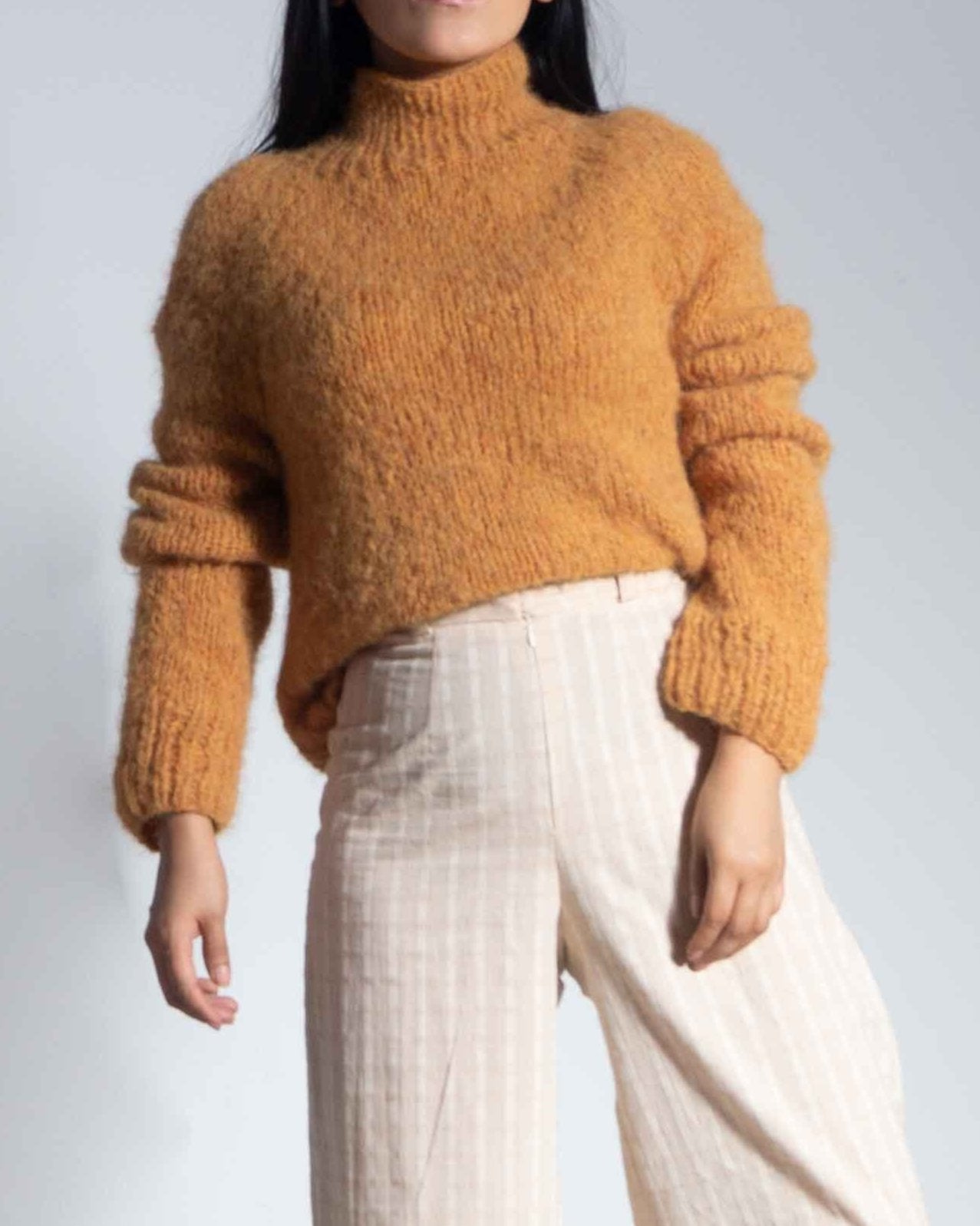 Turtleneck knit alpaca wool sweater
