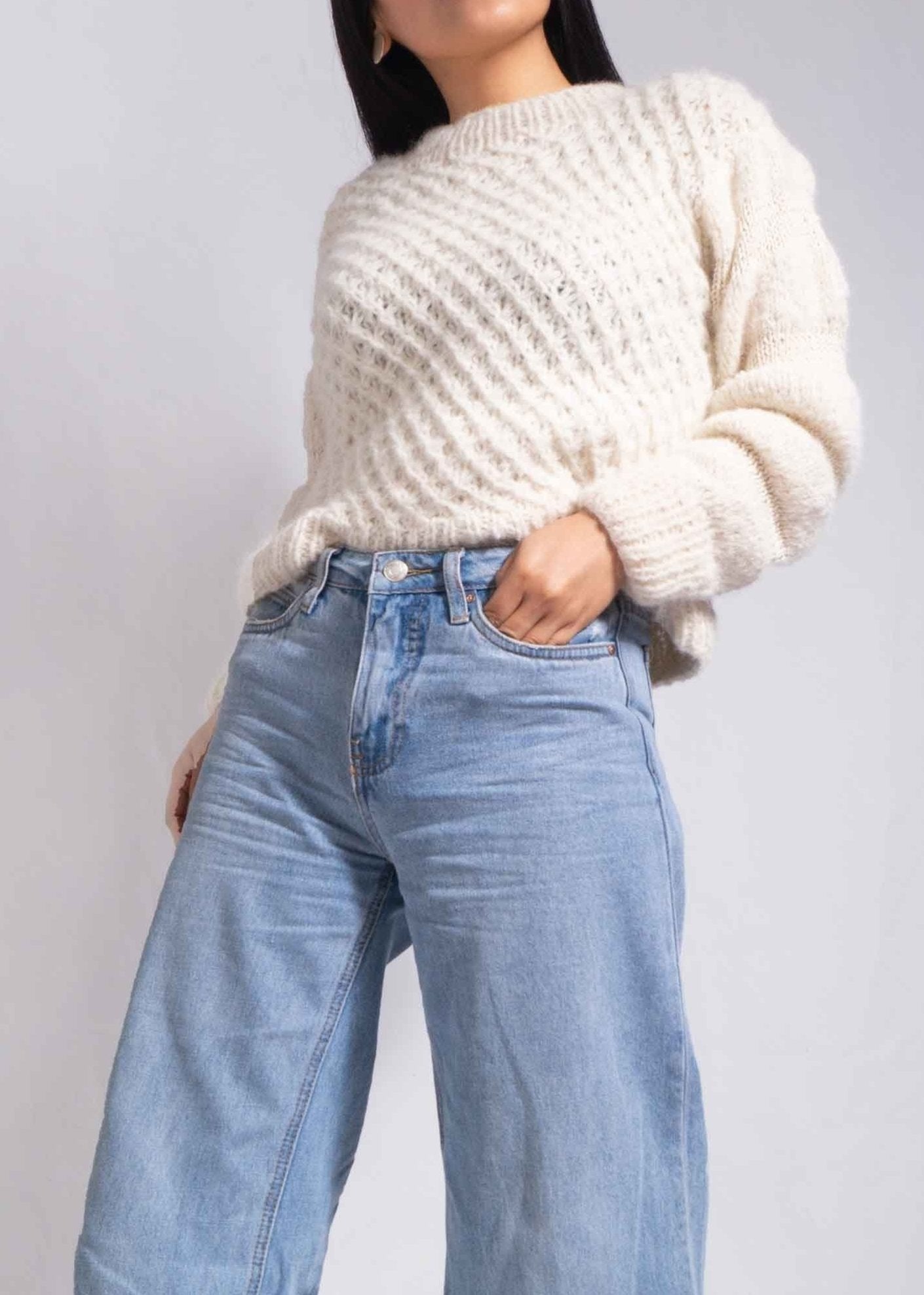 CABLE KNIT ALPACA WOOL SWEATER