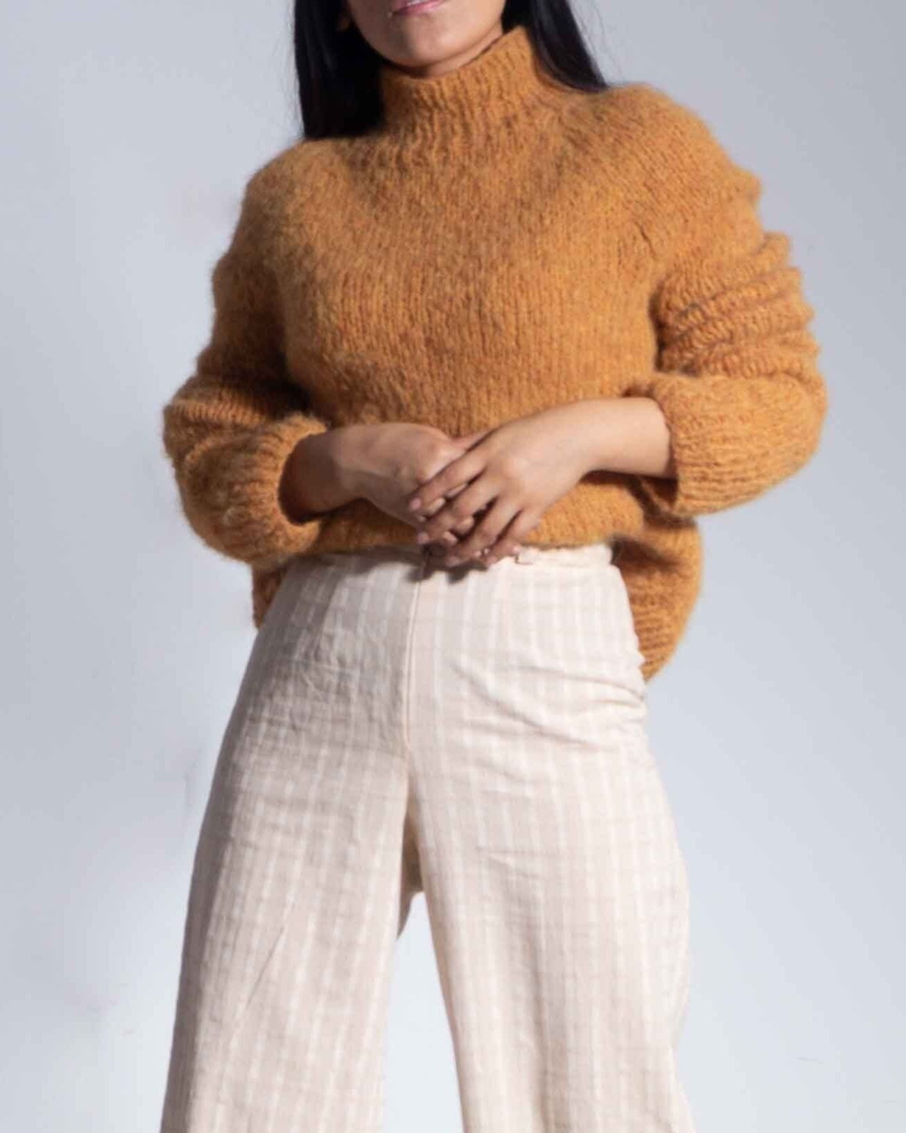 Turtleneck knit alpaca wool sweater