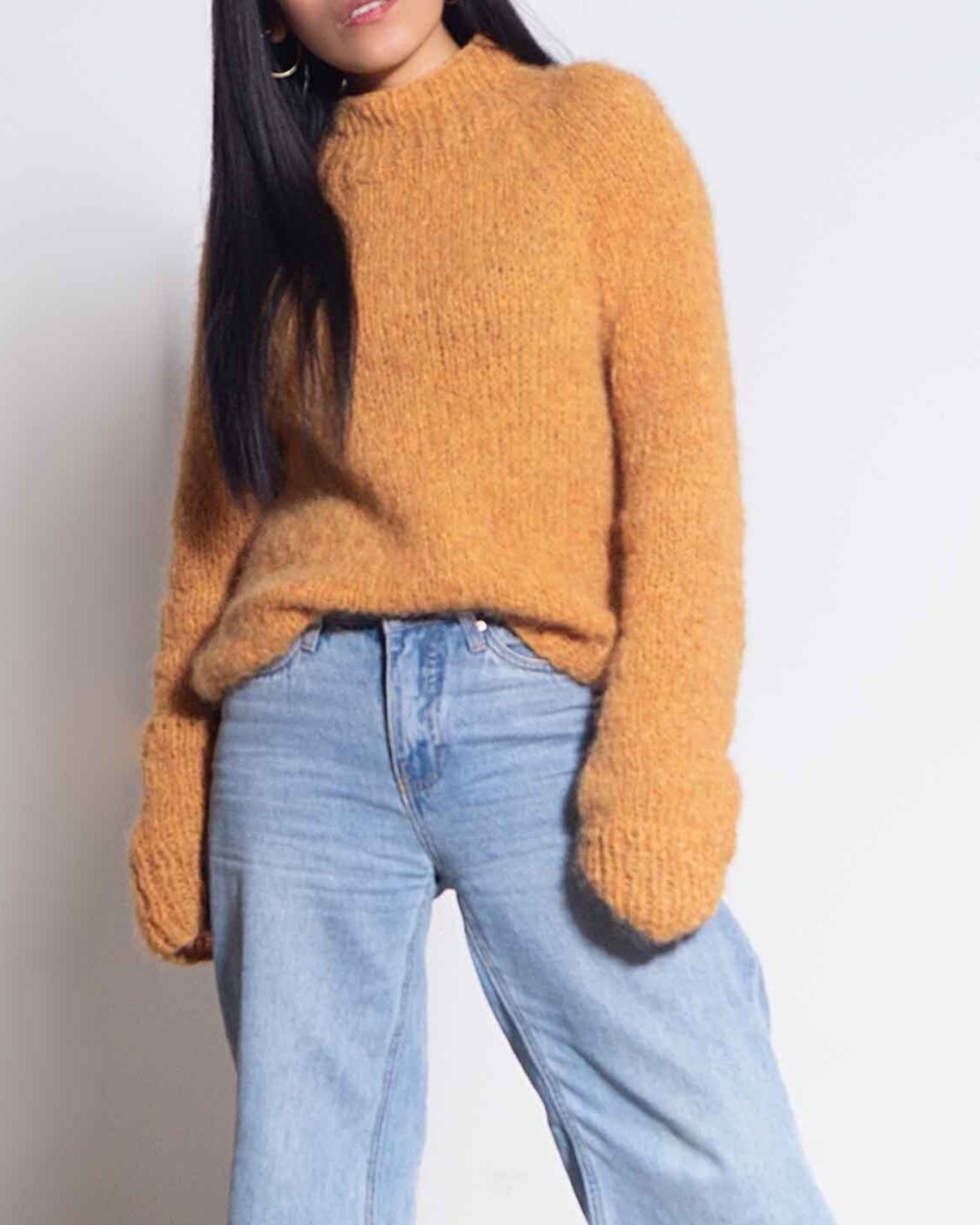 Turtleneck knit alpaca wool sweater