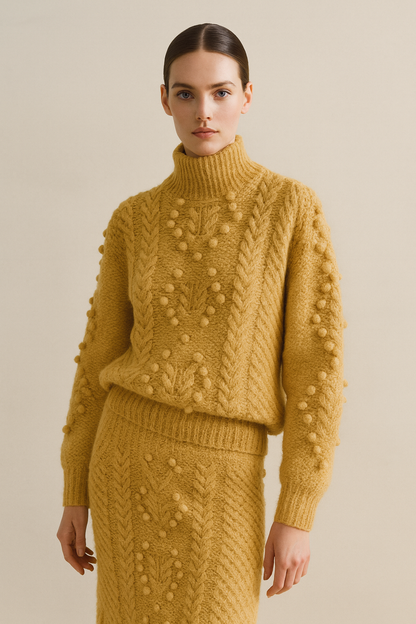 Handmade Alpaca Cable Knit Sweater: Chunky Slouchy Pullover