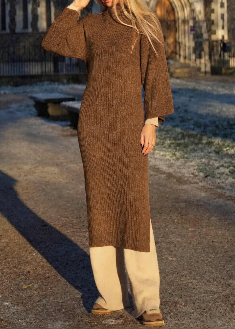 URQU Handmade Alpaca Knit Sweater Dress: Oversized Maxi, Plus Size