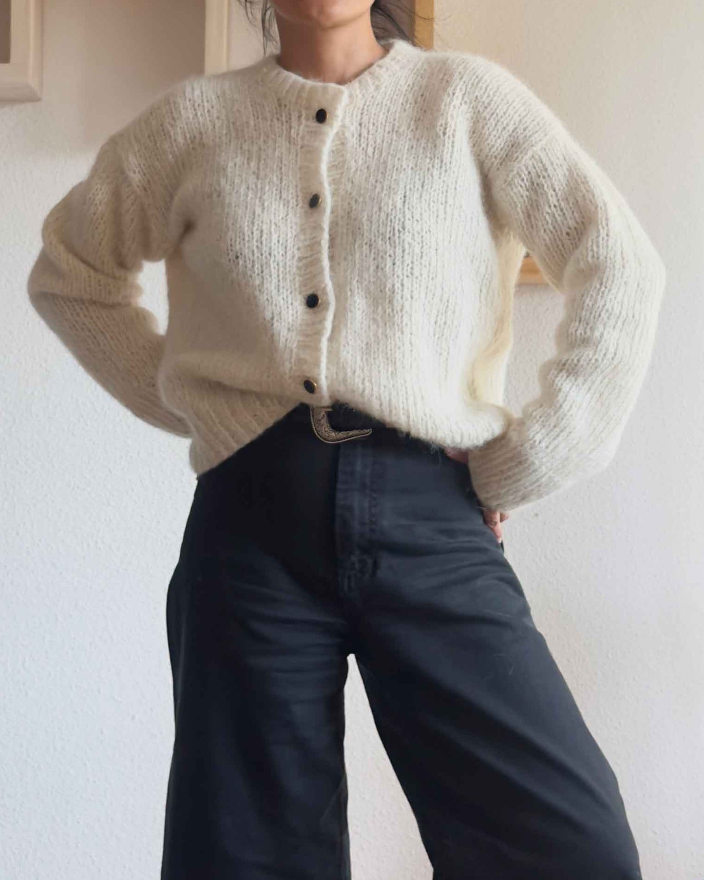 Hand Knit Alpaca Crop Cardigan | Wrap Sweater