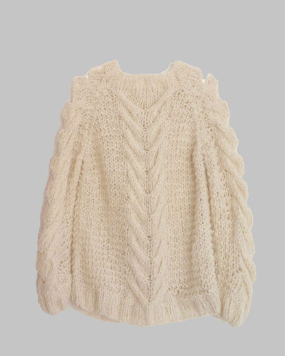 Handmade Alpaca Cable Knit Oversized Sweater | Nordic Style