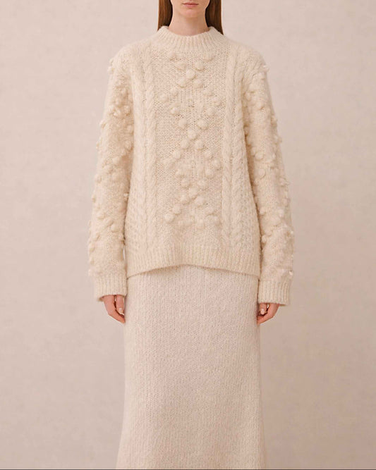 IVORY CABLE KNIT ALPACA SWEATER – Handcrafted in Peru