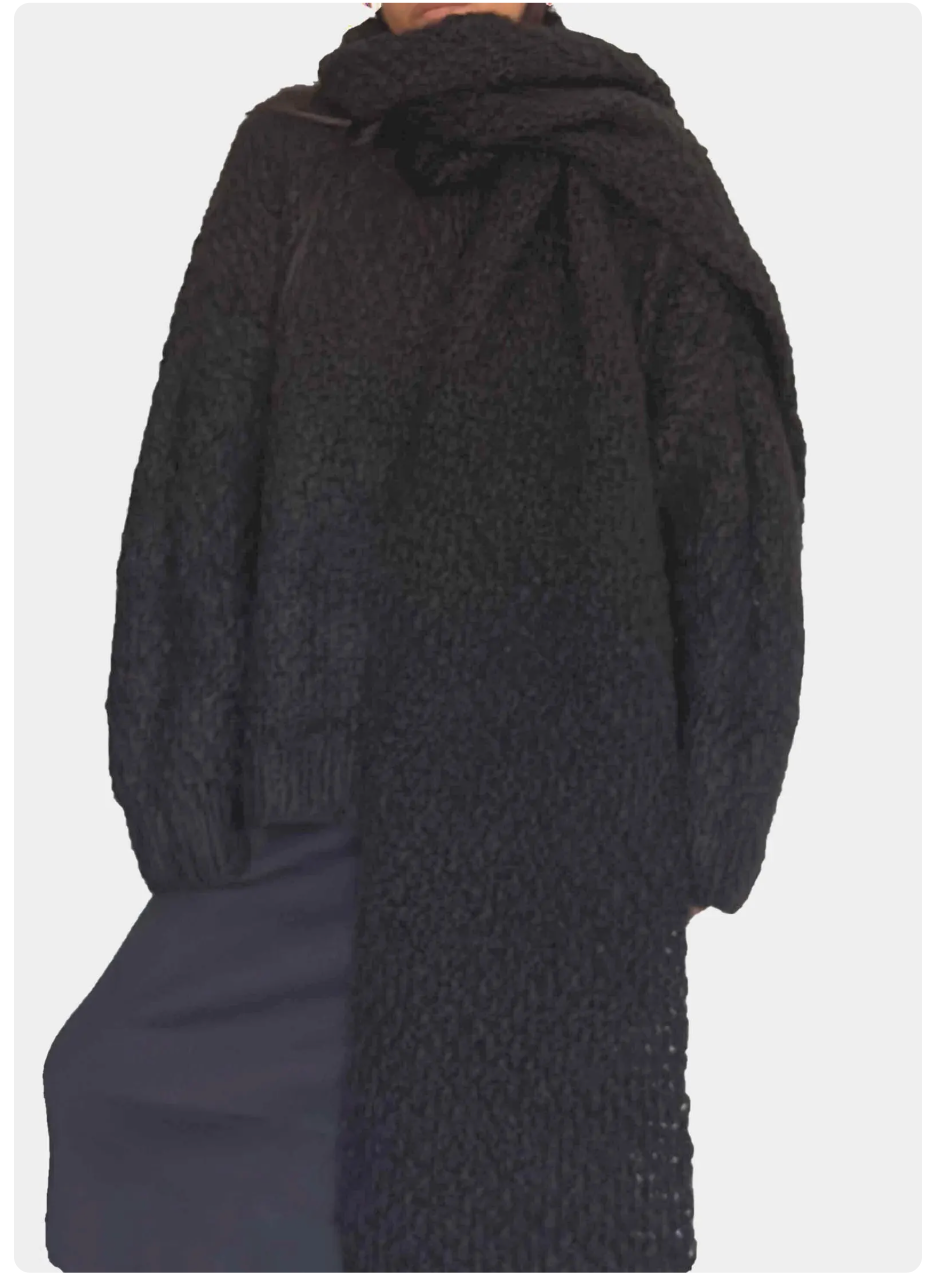 BLACK ALPACA SCARF – Handmade in Peru