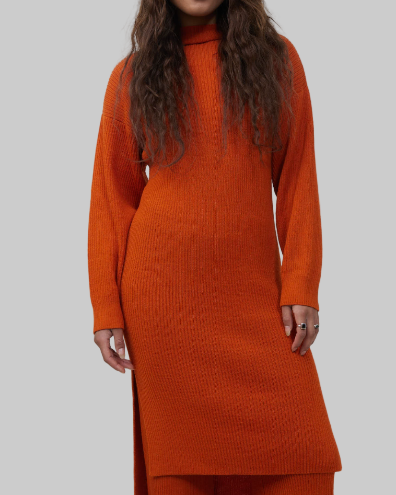 orange oversized sweater dress ZARA NEW OVERSIZED KNIT SWEATER DRESS MIDI ORANGE fits M - XL ** RUNS LARGE **