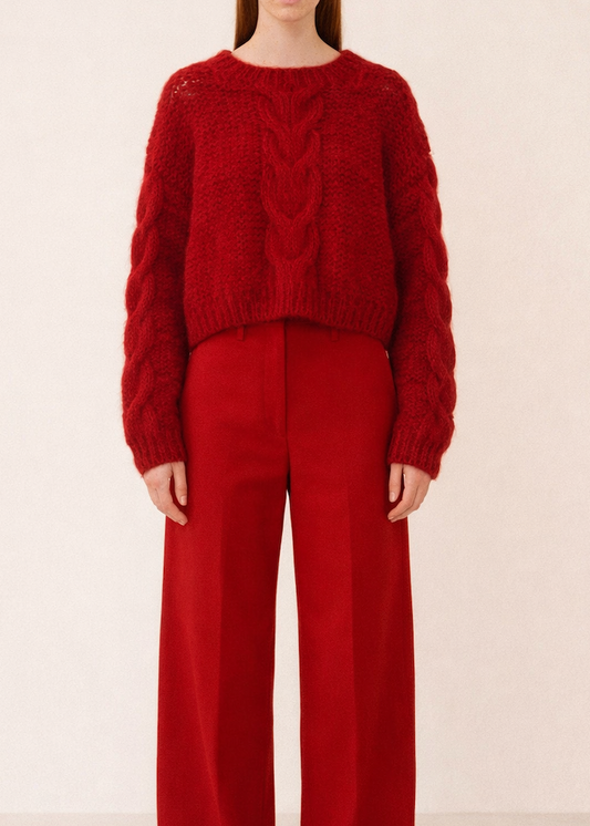 Hand Knit Alpaca Crop Sweater | Slouchy Oversize Fit