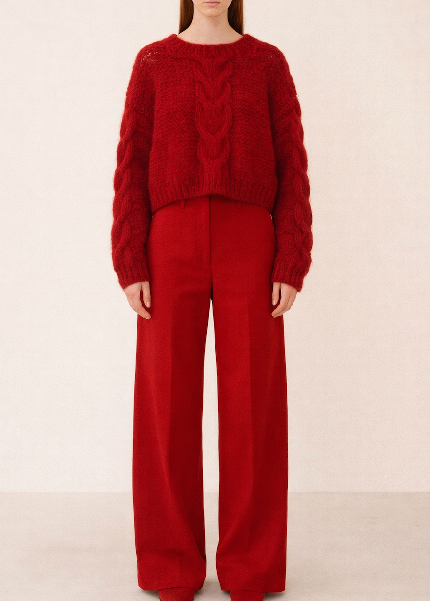 Hand Knit Alpaca Crop Sweater | Slouchy Oversize Fit