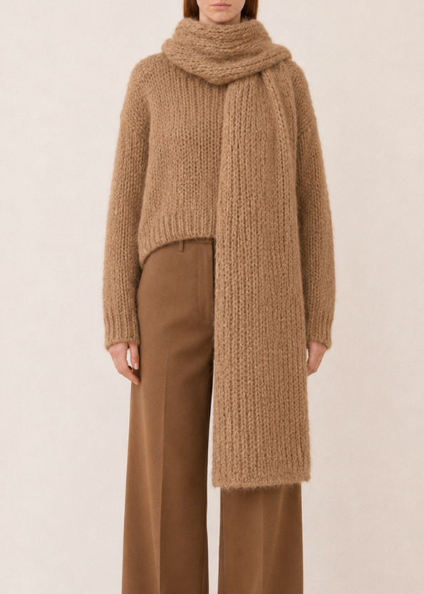 PACHA Chunky Knit Alpaca Scarf | Unisex Oversized Alpaca Handmade Scarf