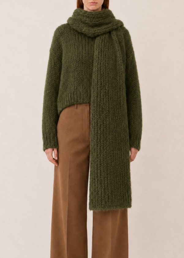 PACHA Chunky Knit Alpaca Scarf | Unisex Oversized Alpaca Handmade Scarf