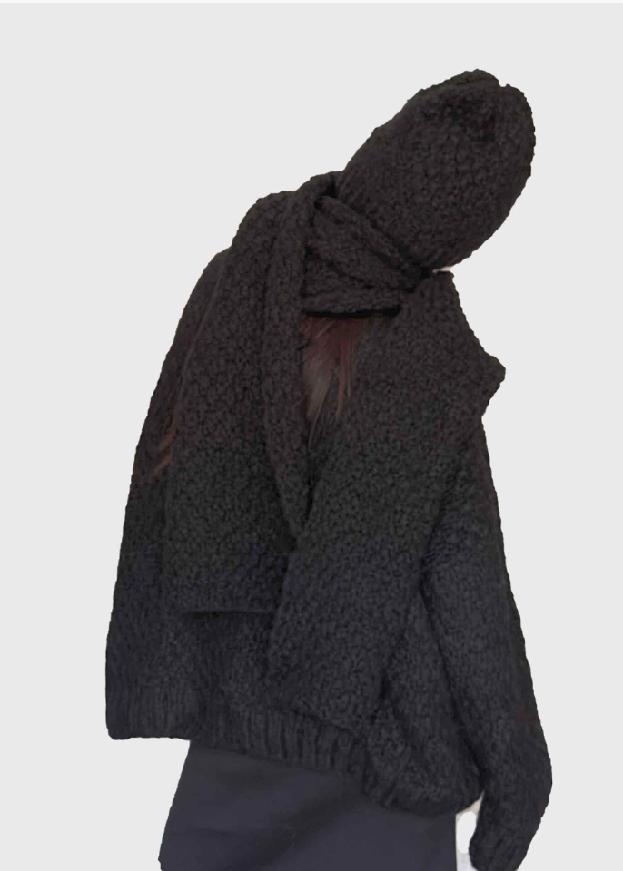 QASA Handmade Alpaca Knit Infinity Scarf and Slouchy Hat Set| Handmade in Peru