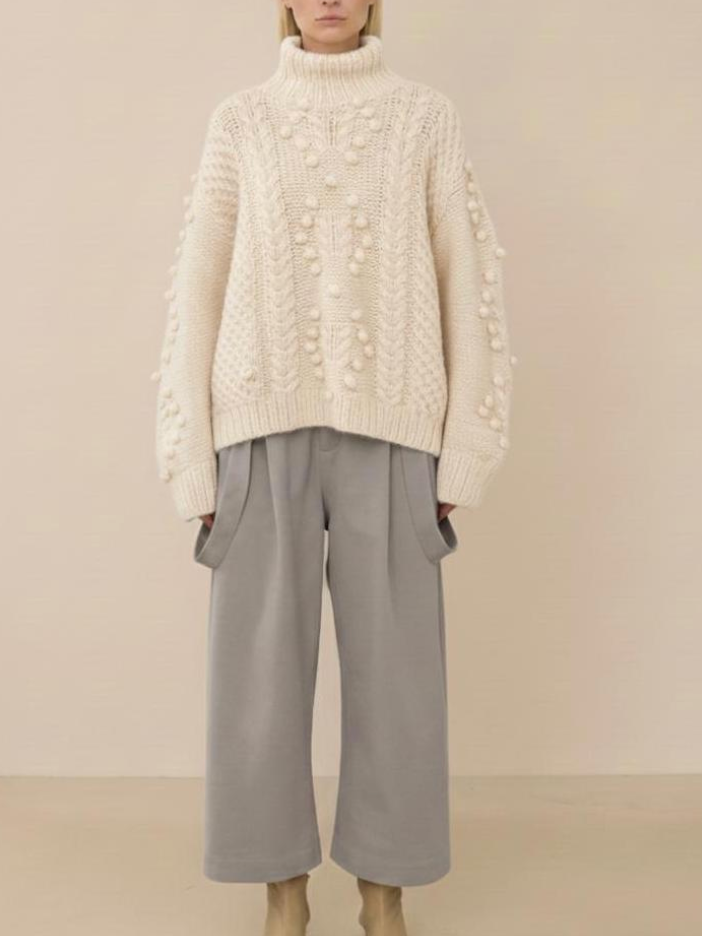 INTI Alpaca Cable Knit Sweater| Chunky Slouchy Pullover