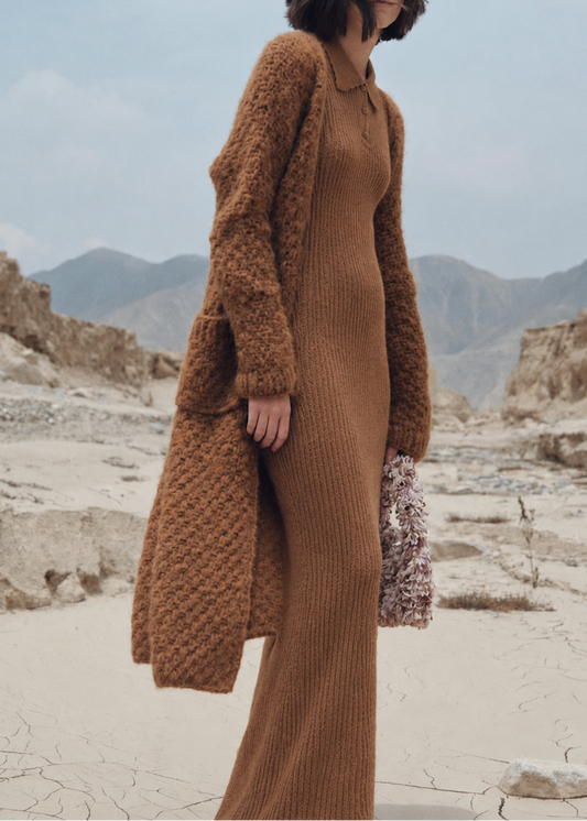 Handmade Chunky Knit Alpaca Cardigan| Sustainable Loungewear - QOYA