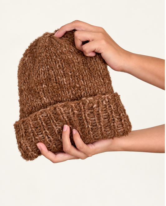 Hand Knit alpaca wool Slouch Hat | Oversized Women's Chunky Knit Hat