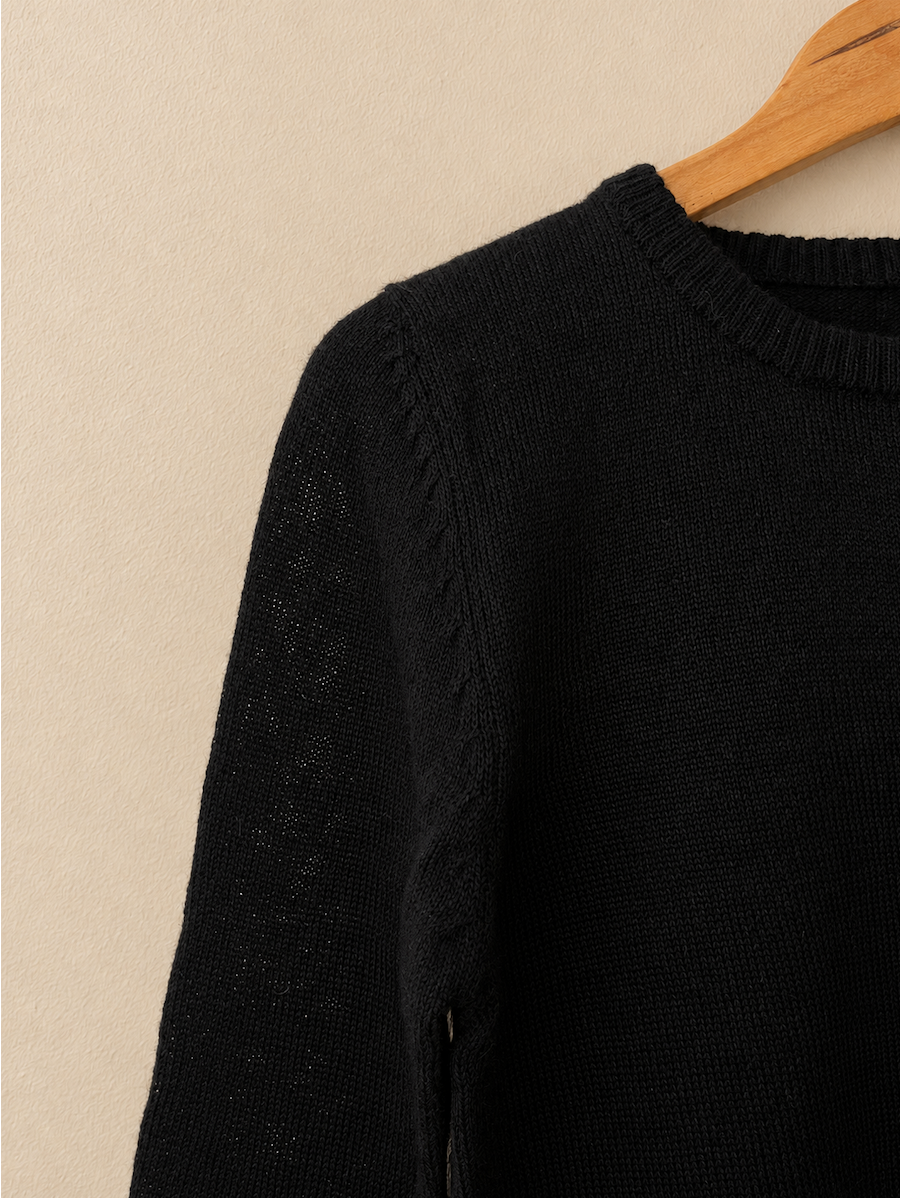 Hand Knit Cable Alpaca Cropped Sweater | Sustainable YAKU