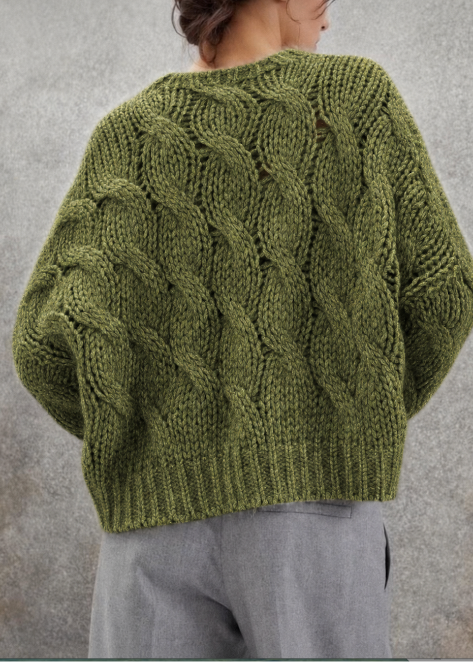 Handmade Cropped Cable Knit Alpaca Sweater | Short Pullover APU