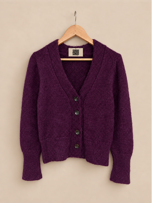 Hand Knit Suri Alpaca Cardigan | Short Sleeve cardigan Sweater| Wrap Style