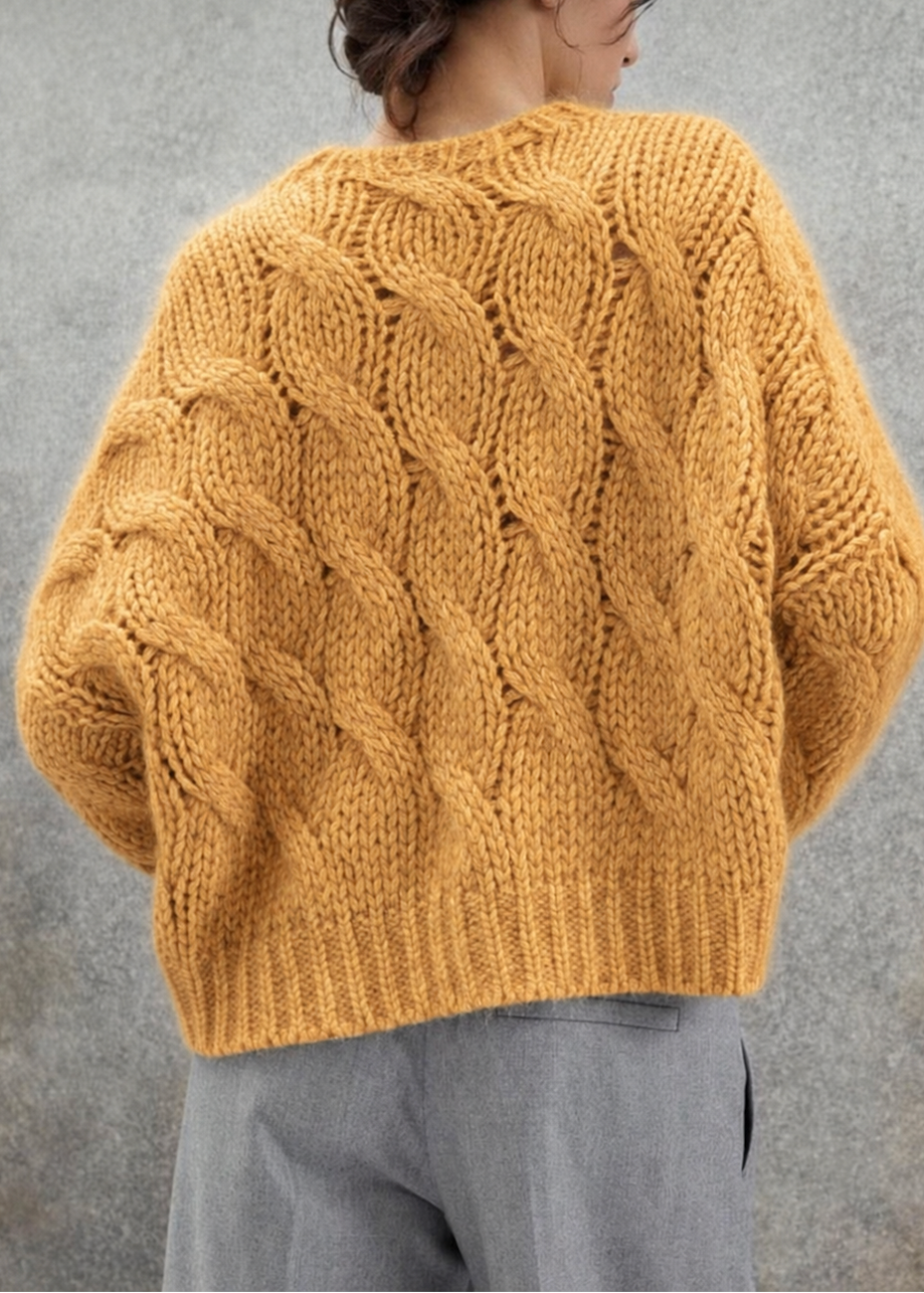 Handmade Cropped Cable Knit Alpaca Sweater | Short Pullover APU