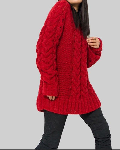 RED CABLE KNIT ALPACA SWEATER – Ethical Craftsmanship