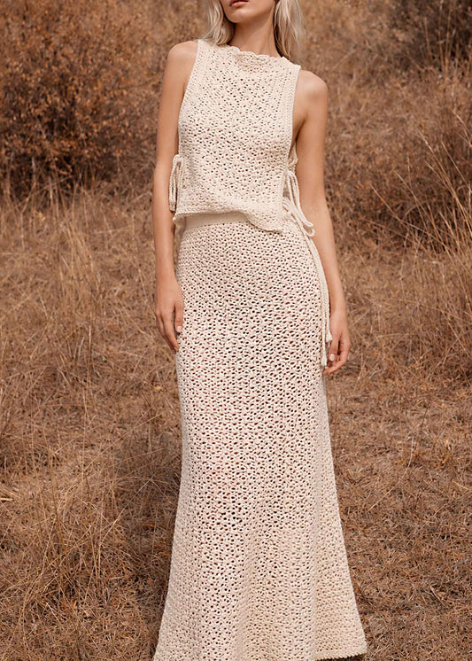 Organic Cotton Crochet Tank Top, Handmade Crewneck Tee