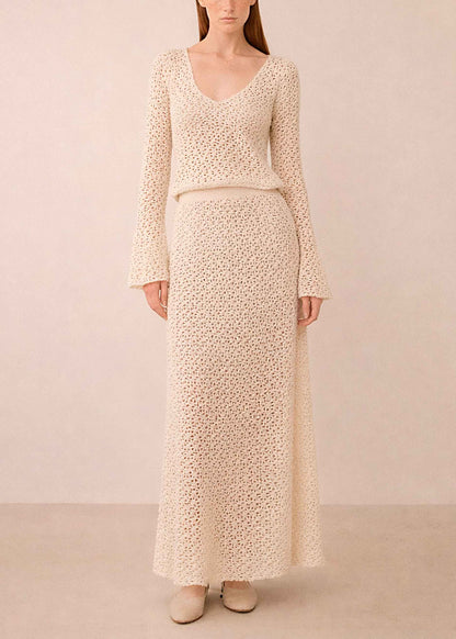 Handmade Alpaca Crochet Backless Sweater, Sustainable Knit Top