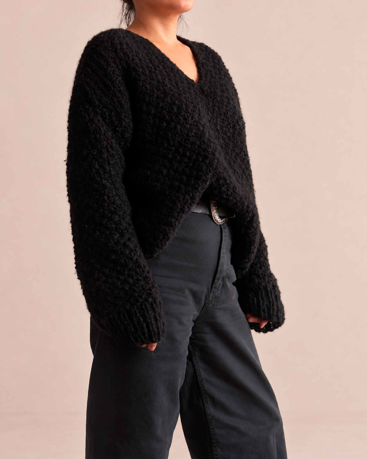 BLACK TEXTURED ALPACA SWEATER – Conscious Craftsmanship