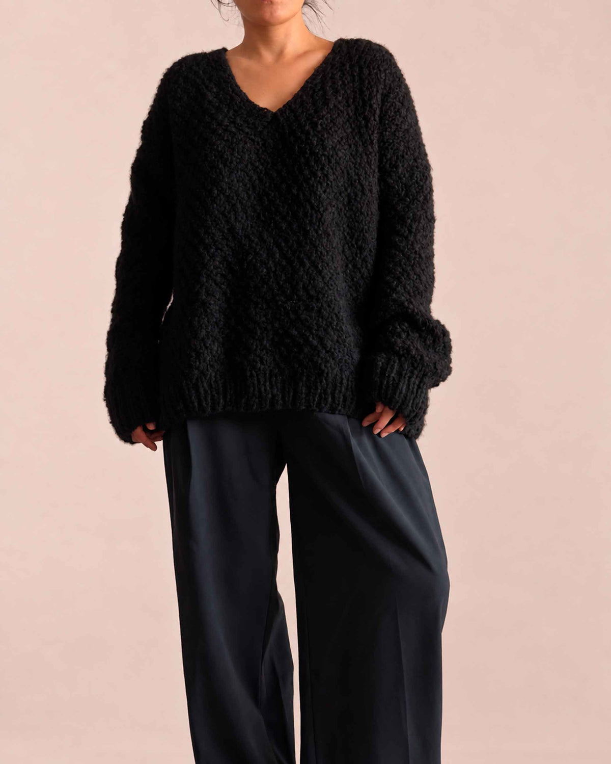 BLACK TEXTURED ALPACA SWEATER – Conscious Craftsmanship