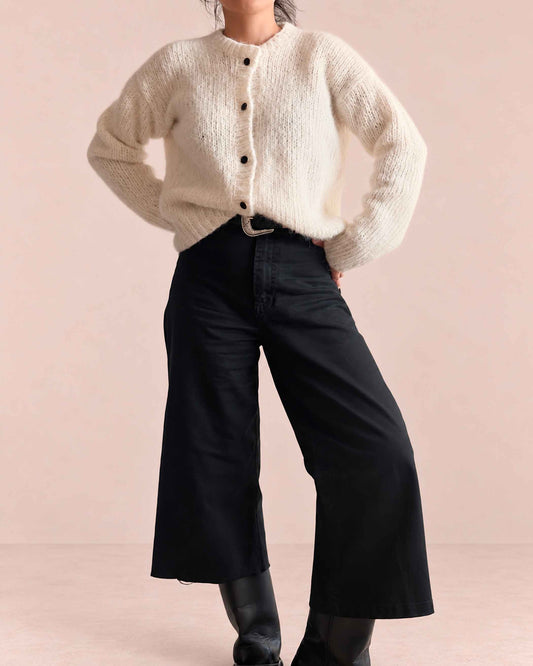 Hand Knit Alpaca Crop Cardigan | Wrap Sweater
