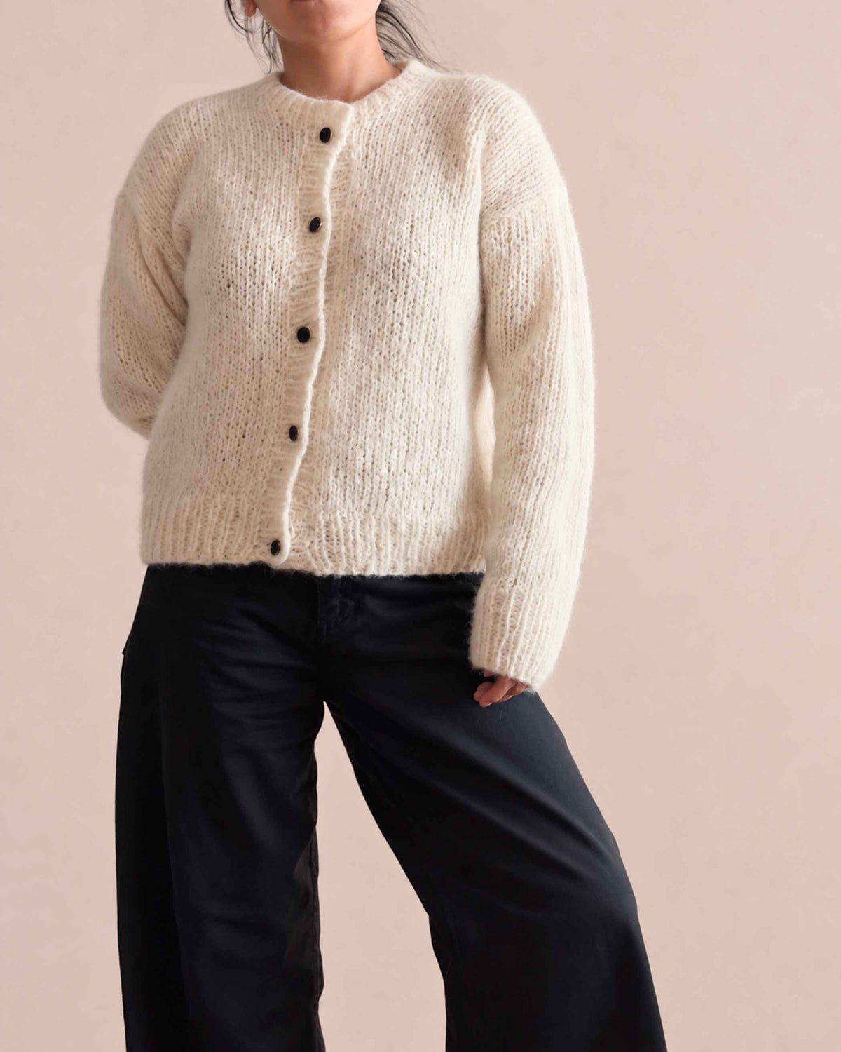 Hand Knit Alpaca Crop Cardigan | Wrap Sweater