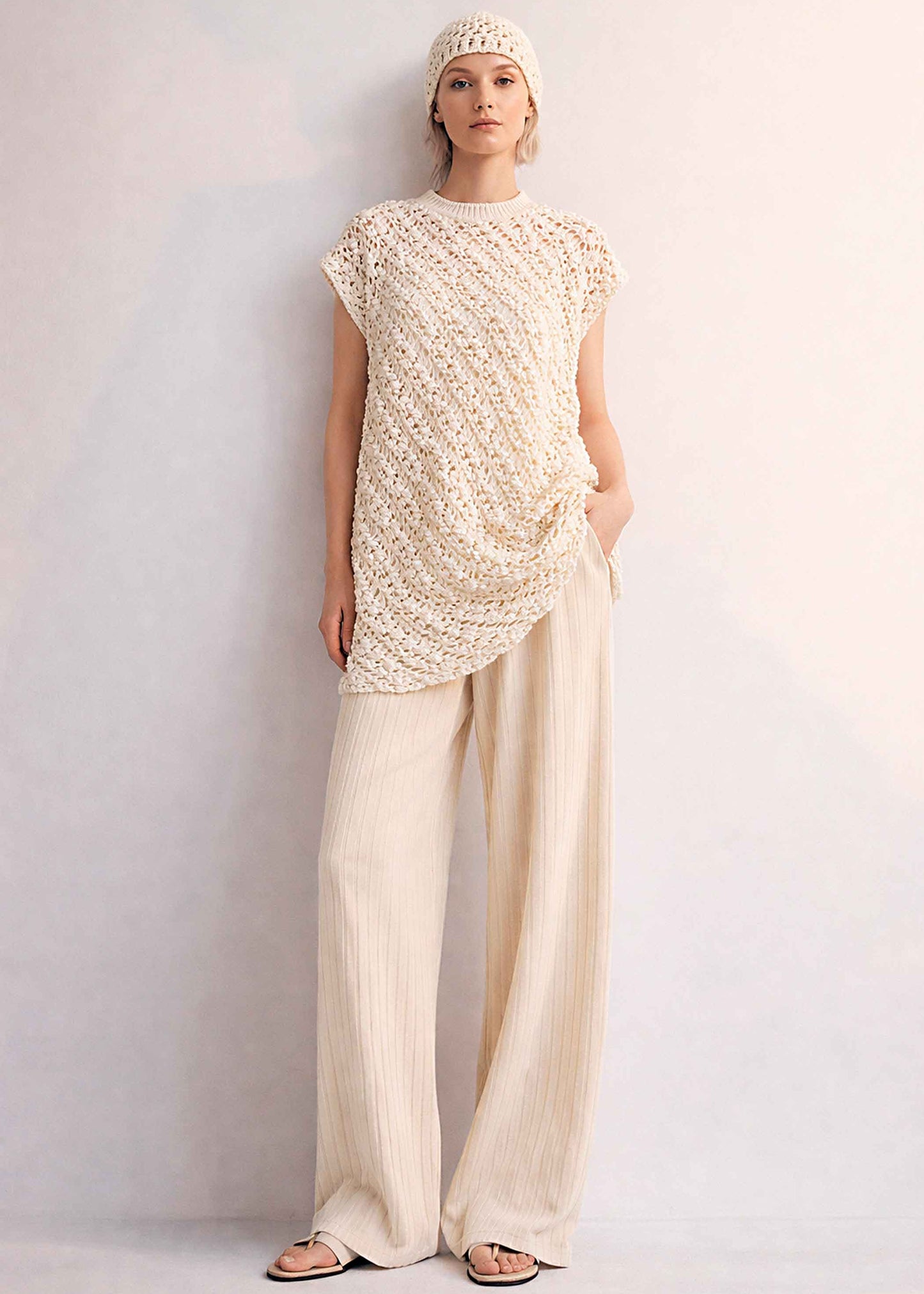 Handmade Crochet Organic Cotton Tunic Dress | Sustainable Knit Top