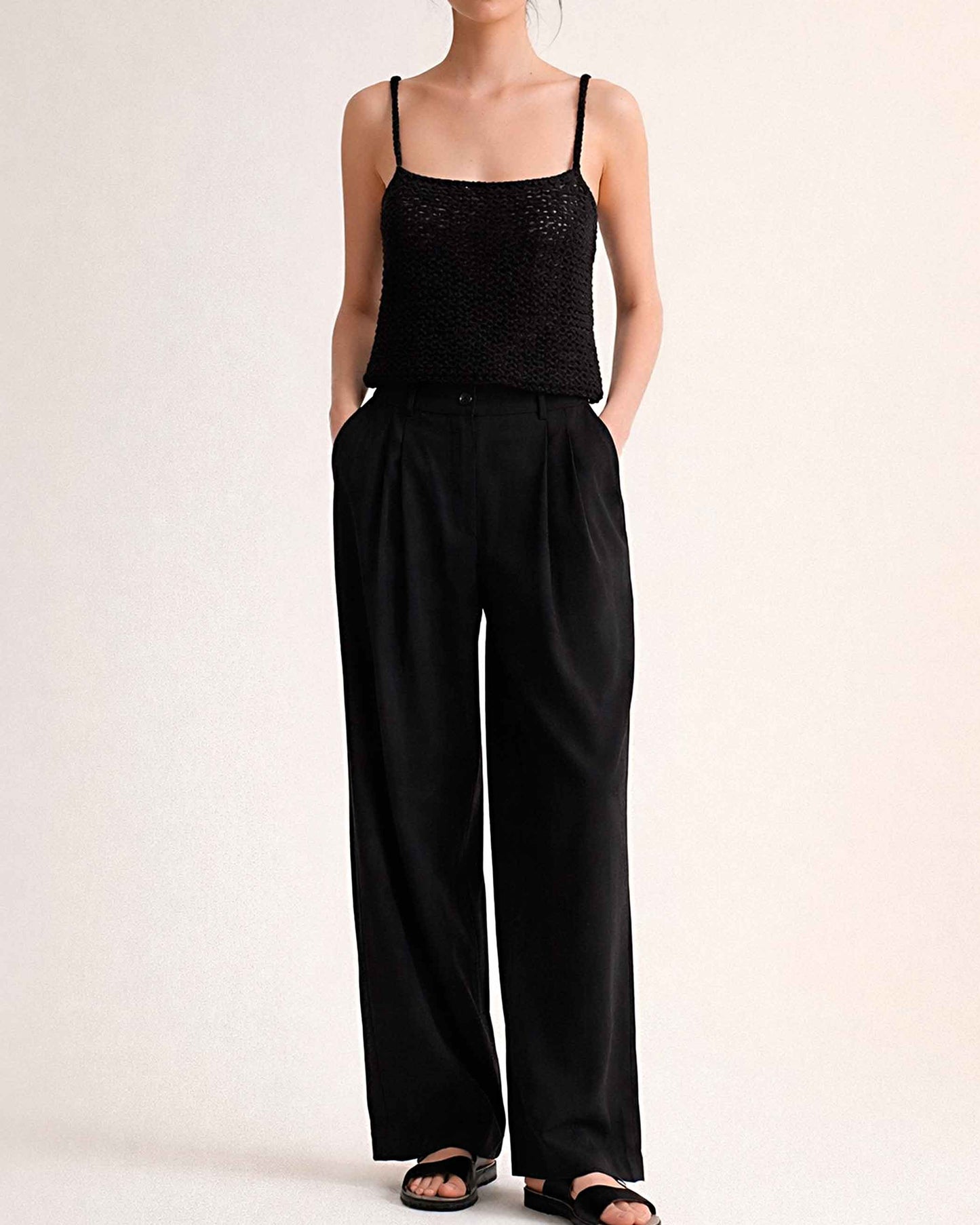 Black Crochet Tank Top | Handmade Organic Cotton Sleeveless Top