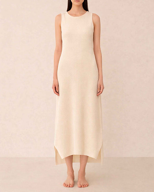 Organic Cotton Knit Midi Dress | Sleeveless Pencil Dress