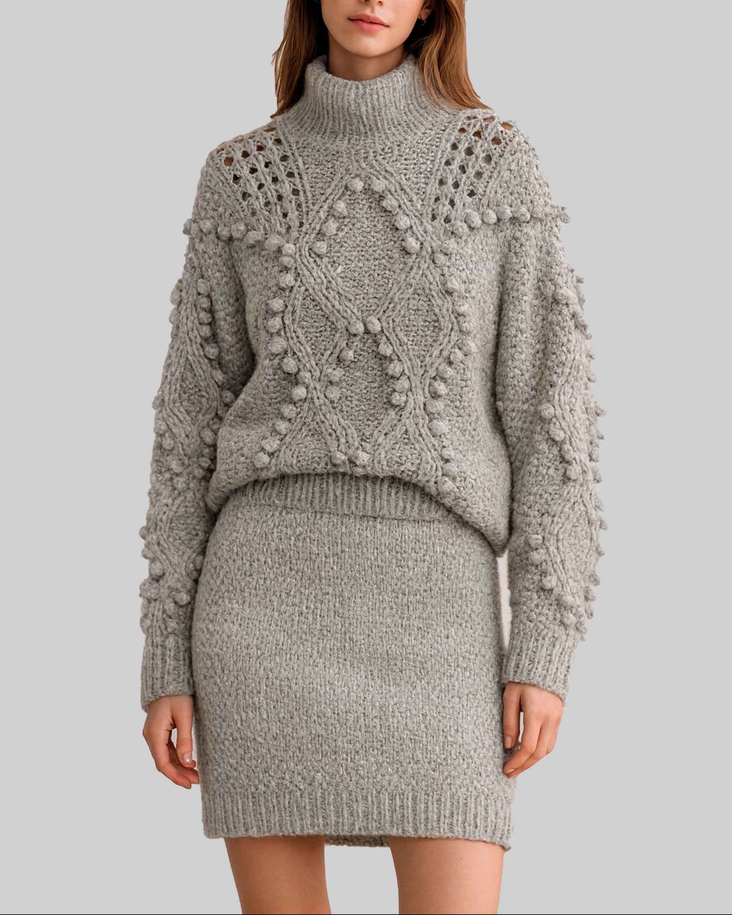 Handmade Chunky Knit Alpaca Sweater | Cable Knit, Gray