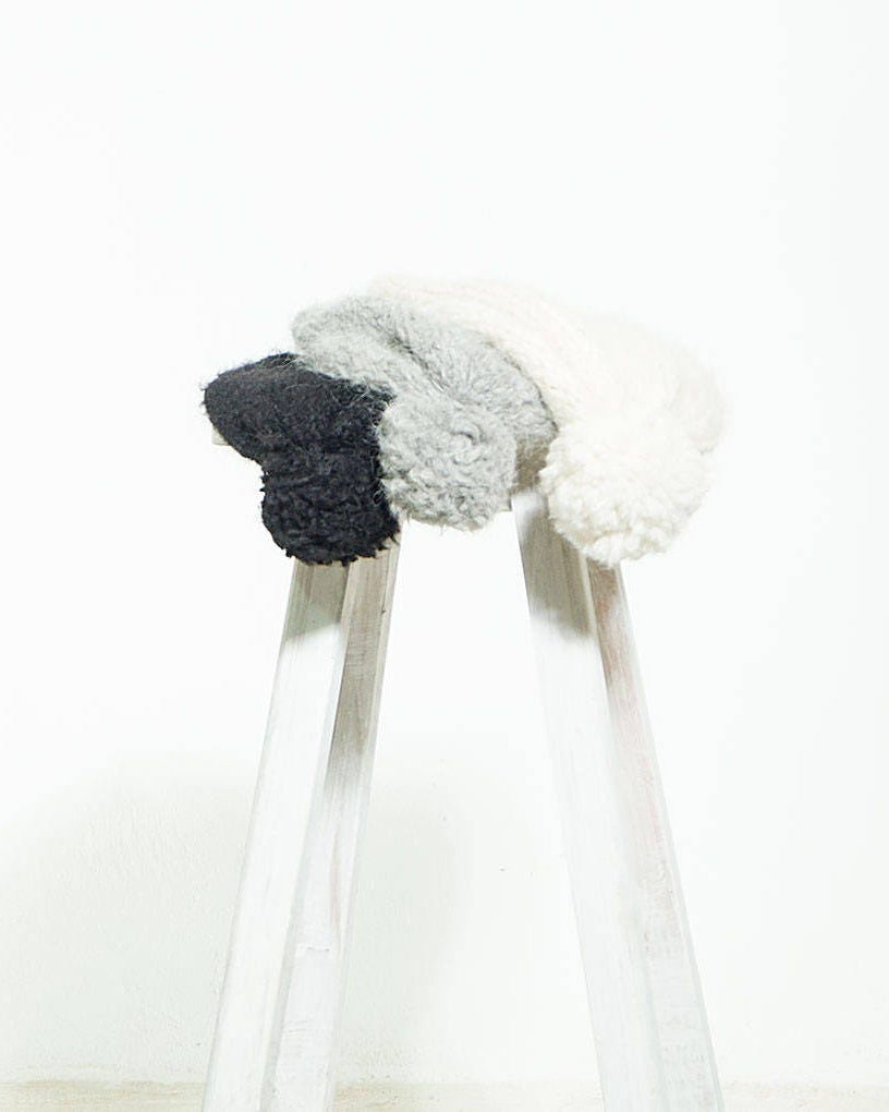 Loom Knit Alpaca Pom Pom Beanie | Slouchy Hat