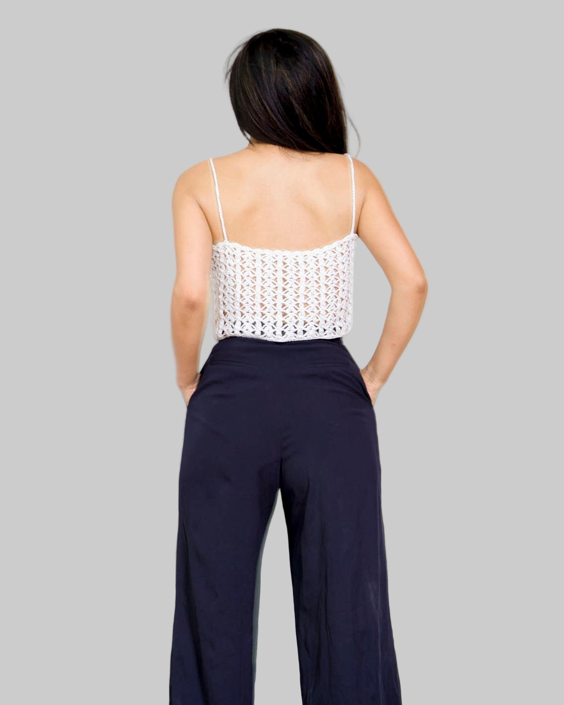 Crochet Organic Pima Cotton Crop Tank Top - Handmade Summer Clothing