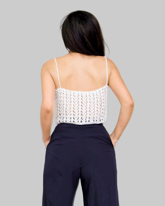 Crochet Organic Pima Cotton Crop Tank Top - Handmade Summer Clothing