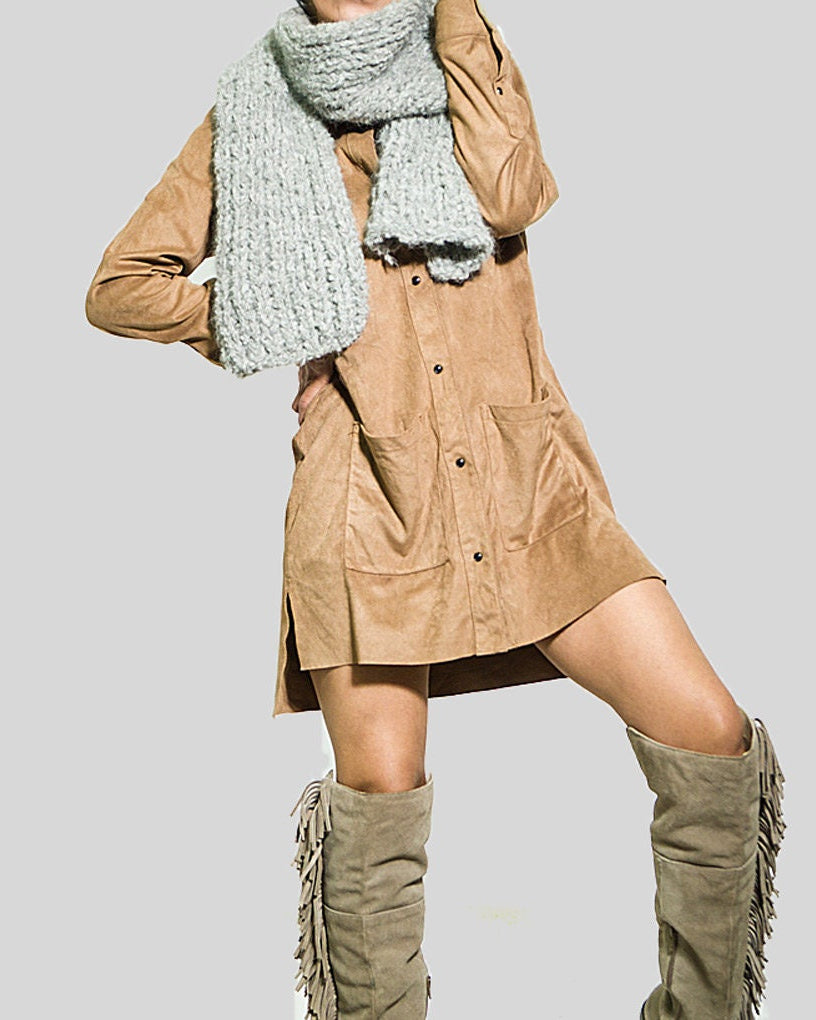 Hand Knit Alpaca Scarf: Gray Unisex Winter Scarf