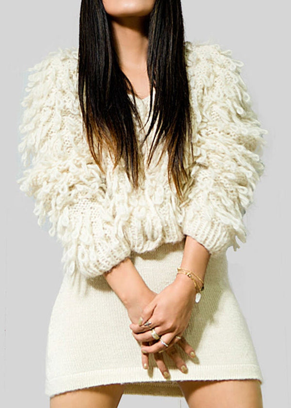 Hand Knit Alpaca Bomber Jacket | Chunky Cardigan, Cropped Wrap